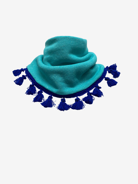 Aqua Fringed Fleece Scarf For Boys And Girls