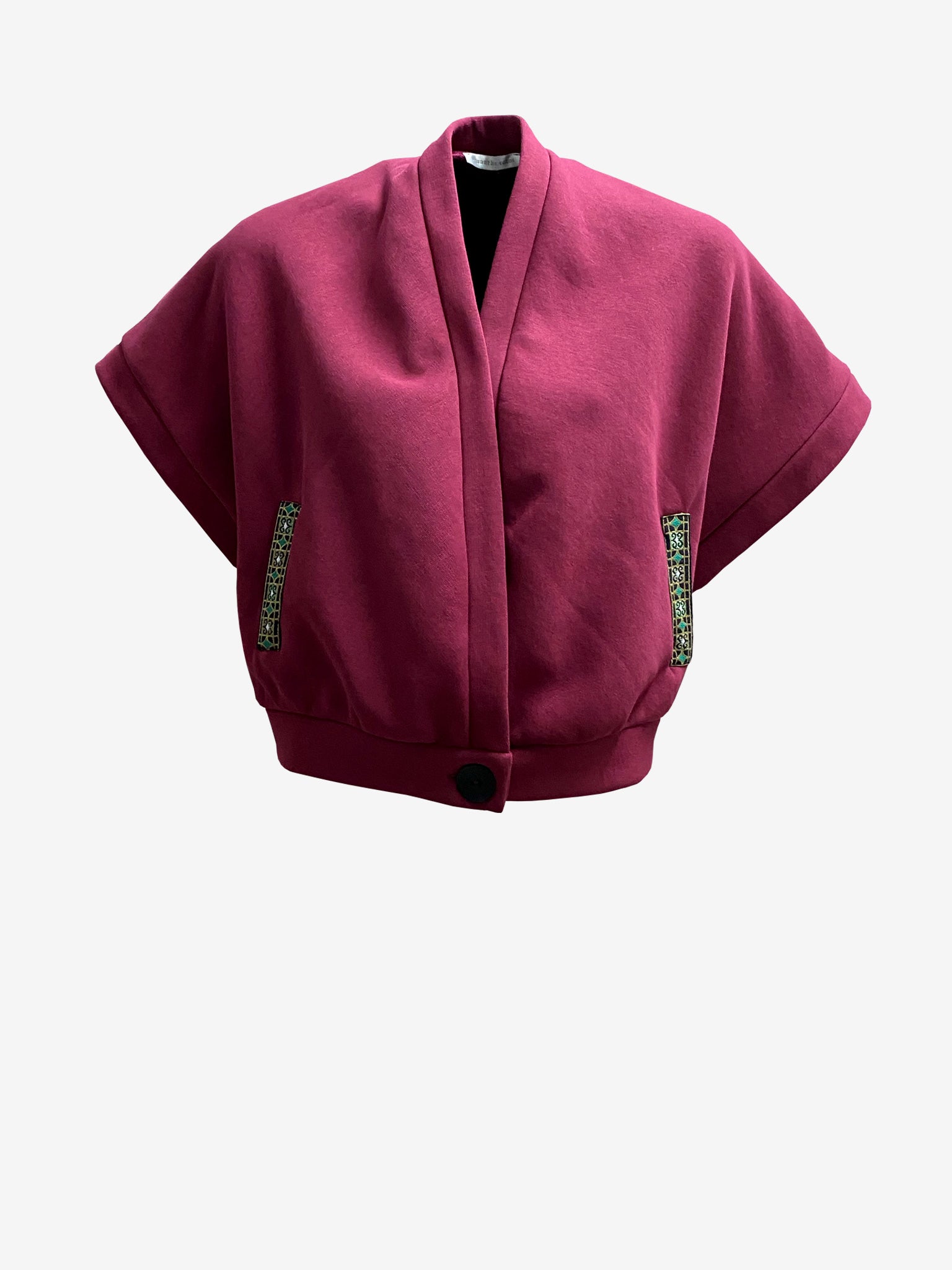 Wine Fleece Crop Vest