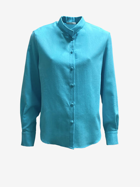 Turquoise Wool Blend Signature Shirt