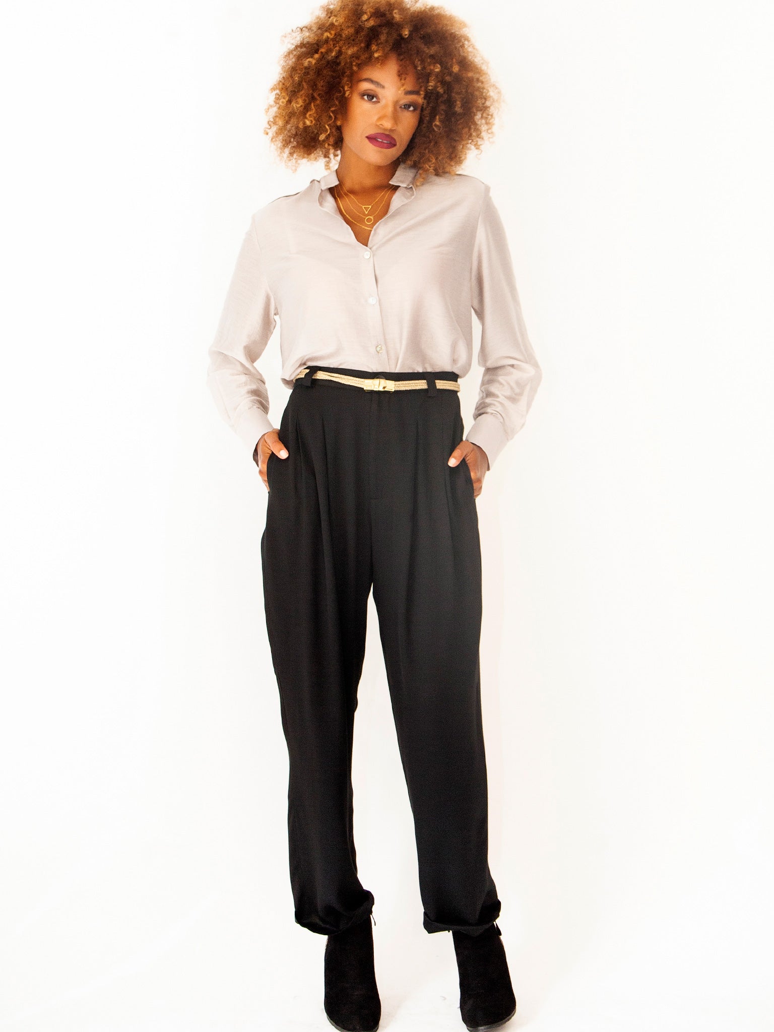 Buy Black LivIn Wide Leg Formal Pants Online | FableStreet